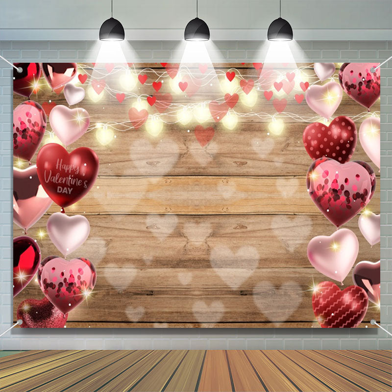 Aperturee - Heart Balloon Bokeh Lights Valentines Day Backdrop