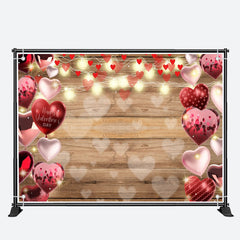 Aperturee - Heart Balloon Bokeh Lights Valentines Day Backdrop