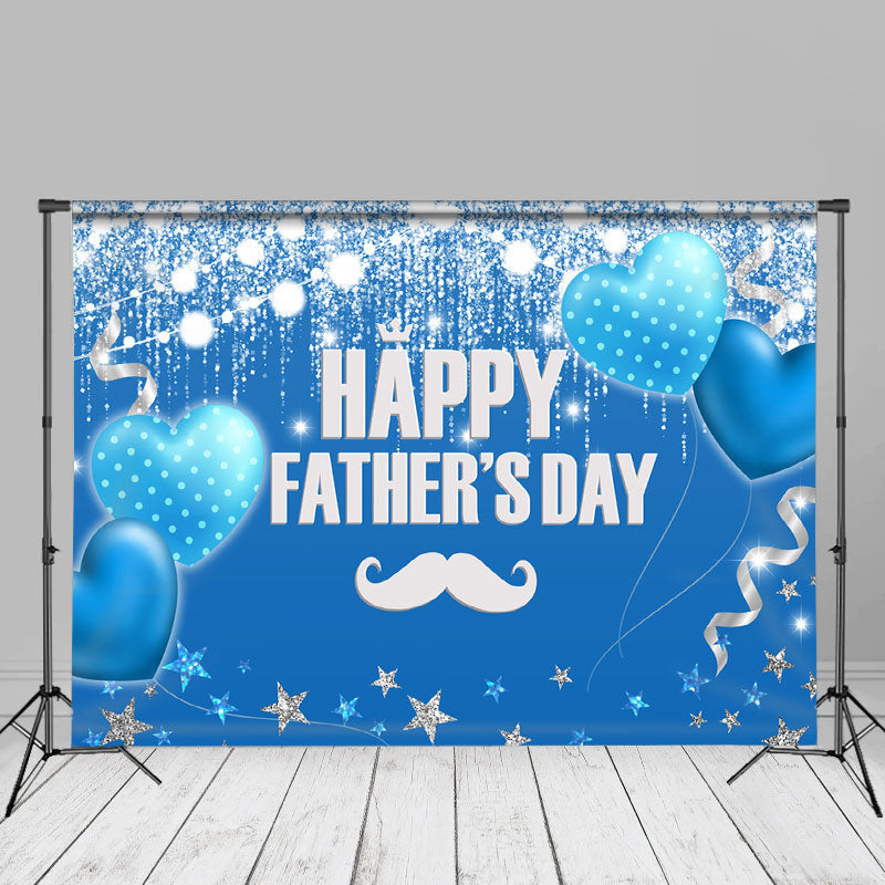 Aperturee - Heart Balloon Stars Glitter Blue Fathers Day Backdrop