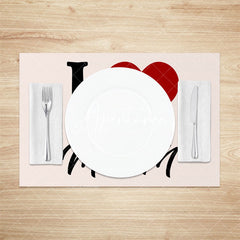 Aperturee - Heart Beige Simple Mothers Day Set Of 4 Placemats