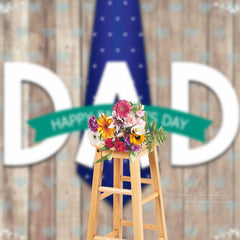 Aperturee - Heart Blue Tie Wooden Fathers Day Backdrop Decor