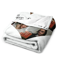 Aperturee - Heart Custom Photo White Valentines Day Gift Blanket