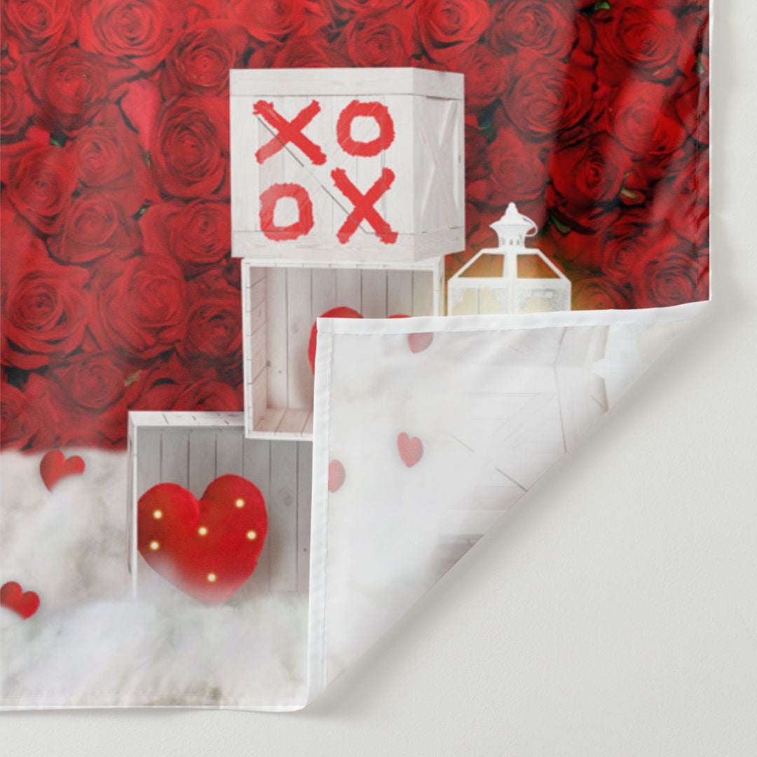 Aperturee - Heart Red Roses Light Valentines Photo Backdrop