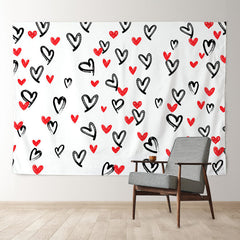 Aperturee - Heart Theme Red Black White Valentines Day Backdrop