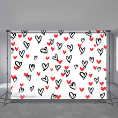 Aperturee - Heart Theme Red Black White Valentines Day Backdrop