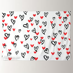 Aperturee - Heart Theme Red Black White Valentines Day Backdrop