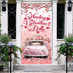 Aperturee - Heart Tree Pink Floral Car Valentines Day Door Cover