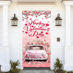 Aperturee - Heart Tree Pink Floral Car Valentines Day Door Cover