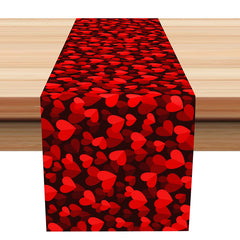 Aperturee - Hearts Black Red Pattern Valentines Day Table Runner