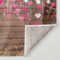 Aperturee - Hearts With Lighting Wooden Valentines Backdrop