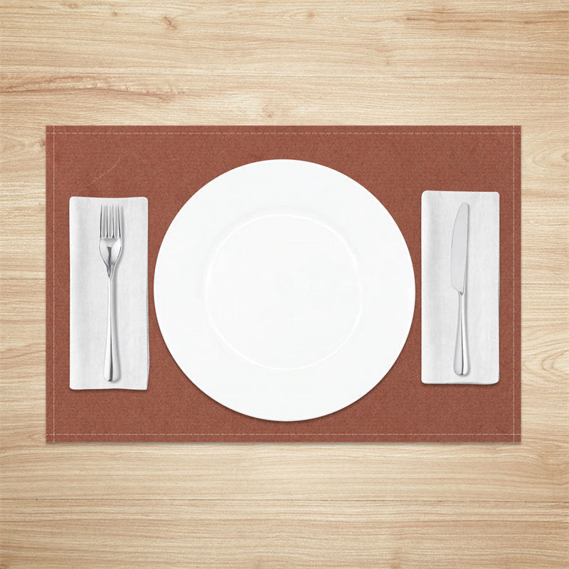 Aperturee - Heatproof Red Brown Simple Dining Set Of 4 Placemats