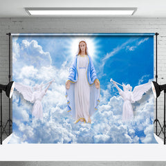 Aperturee - Heaven Virgin Mary Angel Blue Sky Funeral Backdrop