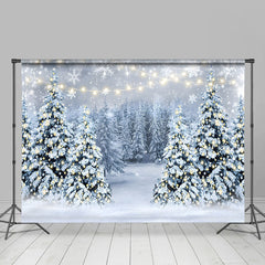 Aperturee - Heavy Snowy Pine Forest Bokeh Photo Winter Backdrop