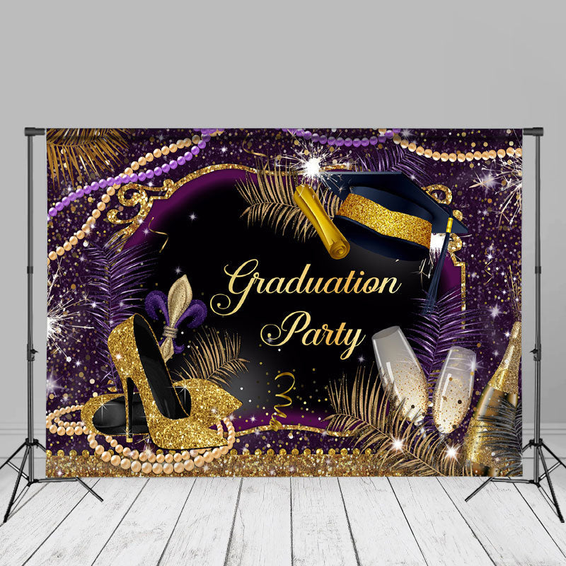 Aperturee - Heel Champagne Glitter Grad Party Photo Backdrop