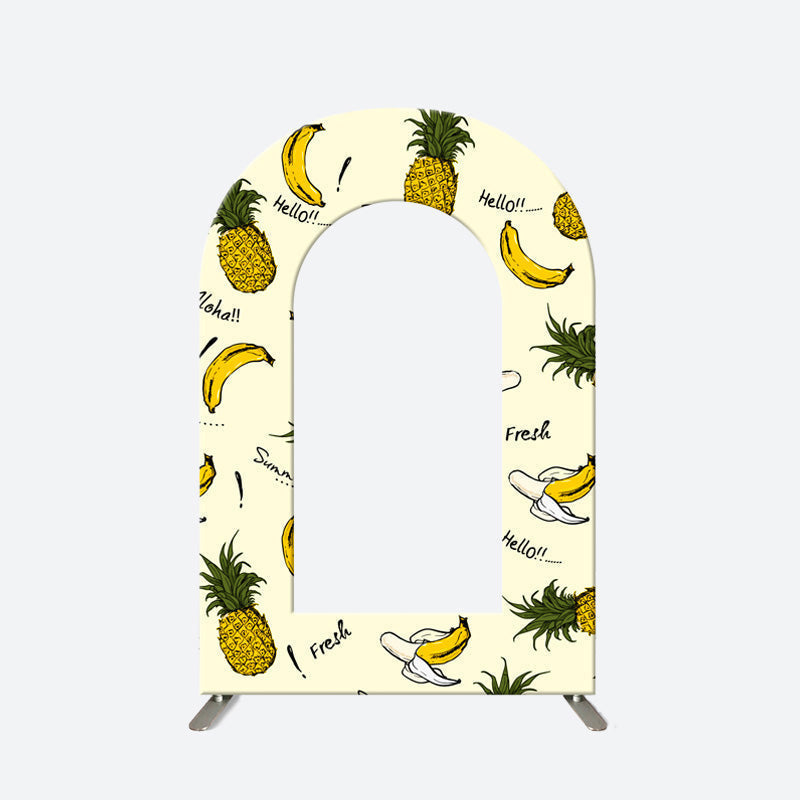 Aperturee - Hello Fresh Pineapple Banana Beige Open Arch Backdrop