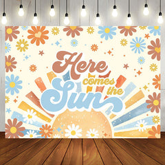 Aperturee - Here Comes The Sun Groovy Boho Baby Shower Backdrop