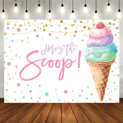 Aperturee - Heres The Scoop Icecream White Birthday Backdrop