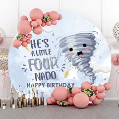 Aperturee - Hes A Little Four Nado Round 4th Birthday Backdrop