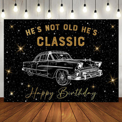 Aperturee - Hes Classic Black Gold Car Birthday Party Backdrop