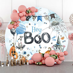 Aperturee Hey Boo Bat Spider Round Halloween Baby Shower Backdrop