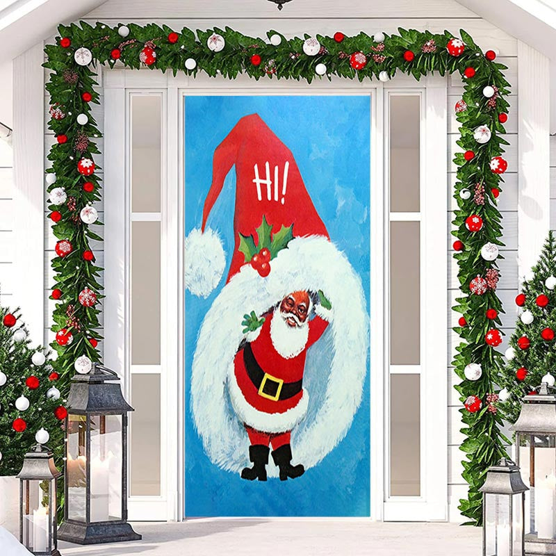 Aperturee - Hi Christmas Big Hat Santa Claus Blue Door Cover