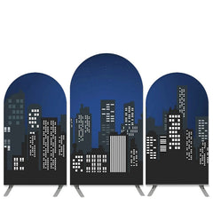 Aperturee High Buildings Theme Black Blue Night Arch Backdrop Kit