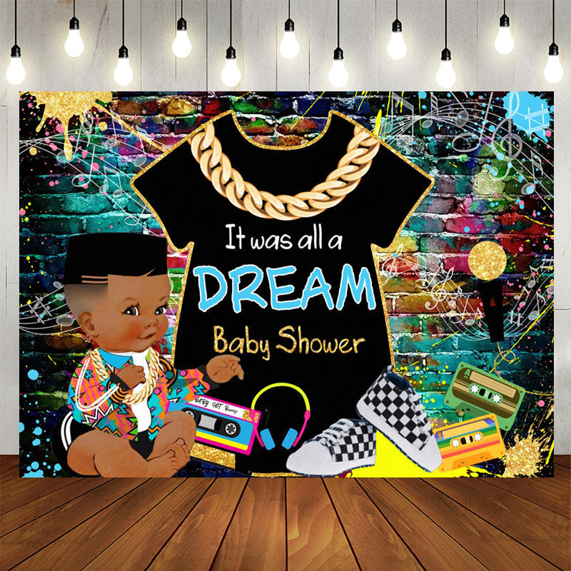 Aperturee - Hip Hop Graffiti Wall A Dream Baby Shower Backdrop