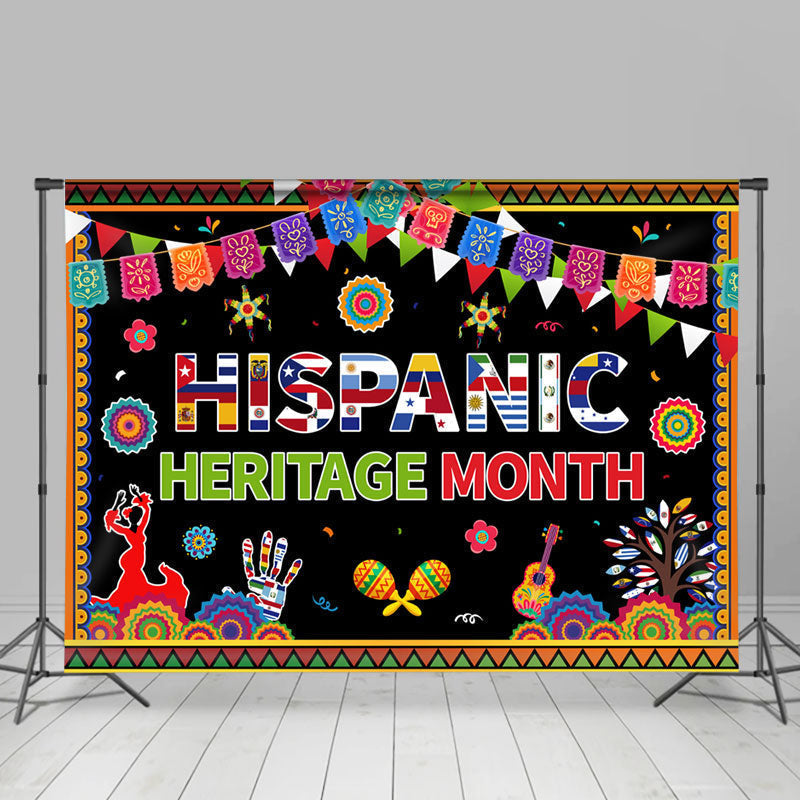 Aperturee Hispanic Heritage Month Backdrop Colorful Party Decor