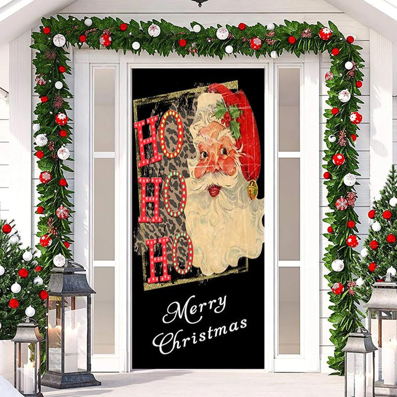 Aperturee - Hohoho Vintage Santa Claus Christmas Door Cover