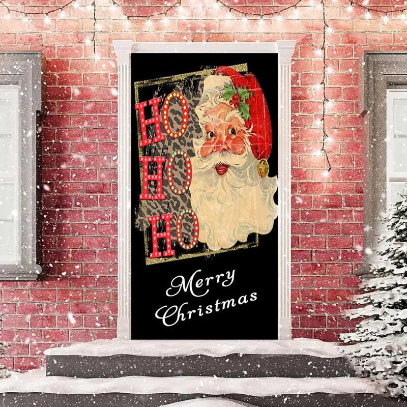 Aperturee - Hohoho Vintage Santa Claus Christmas Door Cover