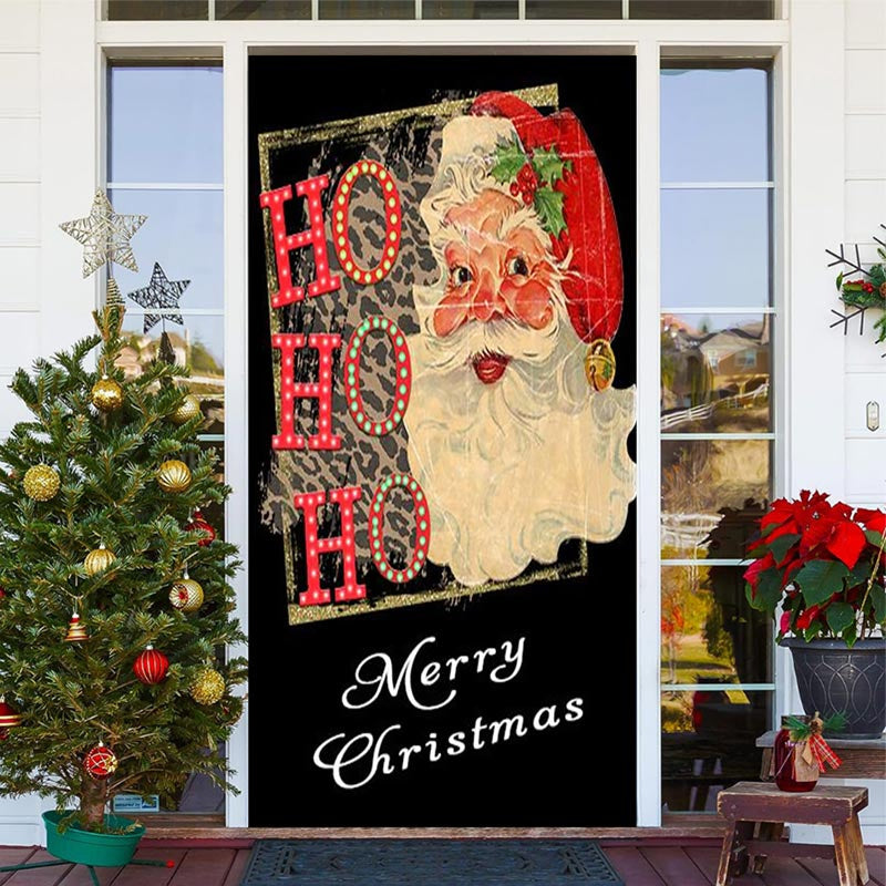 Aperturee - Hohoho Vintage Santa Claus Christmas Door Cover