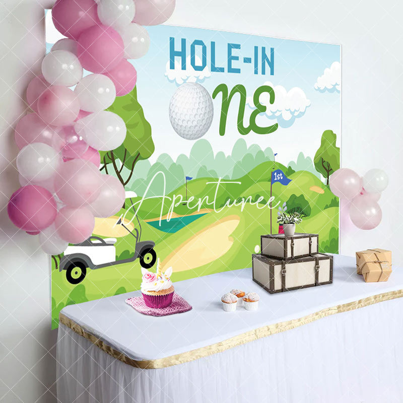 Aperturee - Hole-in One Golf Course First Birthday Backdrop