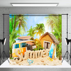 Aperturee - Holiday RV Beach Log Cabin Tree Backdrop For Summer