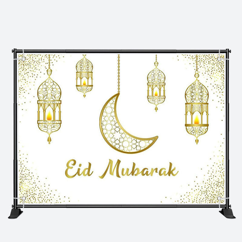 Aperturee - Hollowed Lantern Moon Glitter Eid Mubarak Backdrop