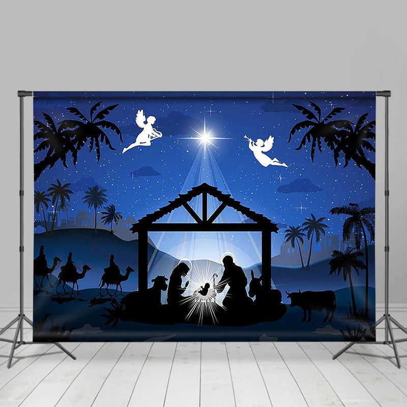 Aperturee - Holy Angel Nativity Star Night Christmas Backdrop