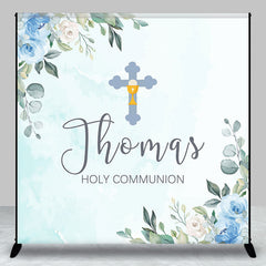 Aperturee - Holy Communion Floral Boys Custom Baptism Backdrop