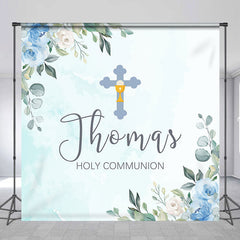 Aperturee - Holy Communion Floral Boys Custom Baptism Backdrop