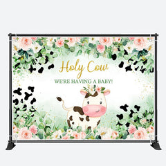 Aperturee - Holy Cow Green Plant Floral Baby Shower Backdrop