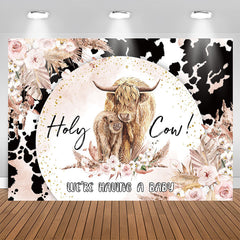 Aperturee - Holy Cow Warm Glitter Floral Gender Reveal Backdrop