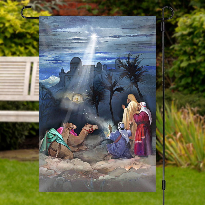 Aperturee - Holy Light Camel Person Paint Christmas Garden Flag