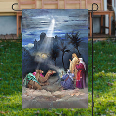 Aperturee - Holy Light Camel Person Paint Christmas Garden Flag