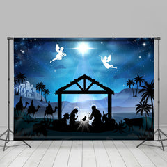 Aperturee - Holy Light Jesus Night Star Angel Christmas Backdrop