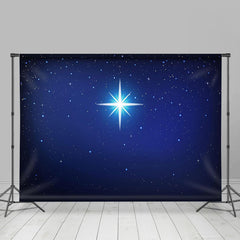 Aperturee - Holy Light Night Star Dark Blue Christmas Backdrop