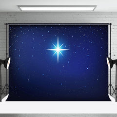 Aperturee - Holy Light Night Star Dark Blue Christmas Backdrop