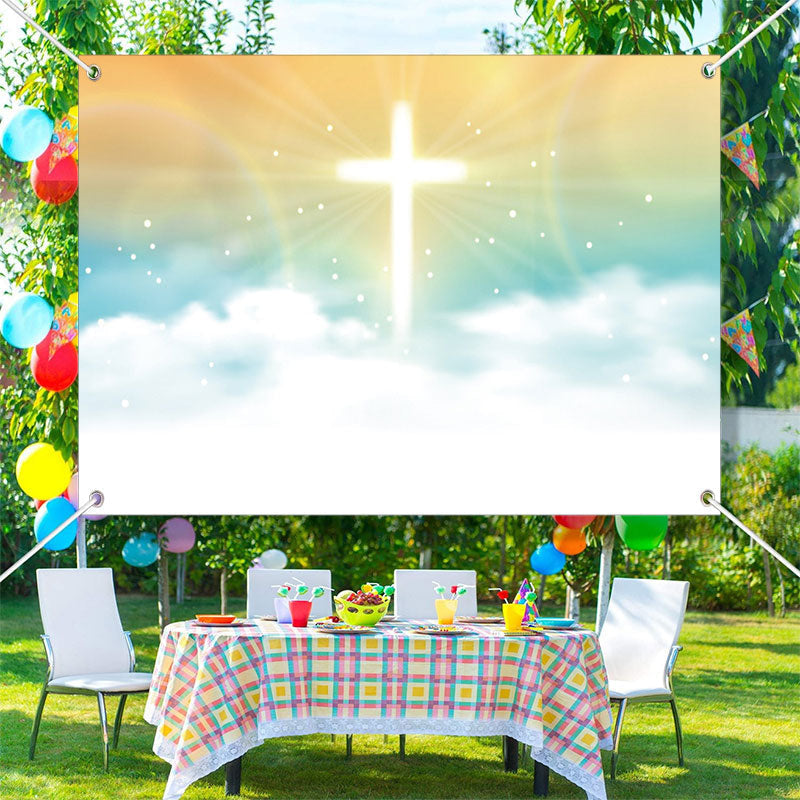 Aperturee - Holy Luminescent Cross Sky Clouds Baptism Backdrop