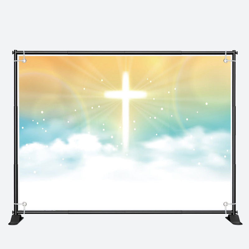 Aperturee - Holy Luminescent Cross Sky Clouds Baptism Backdrop