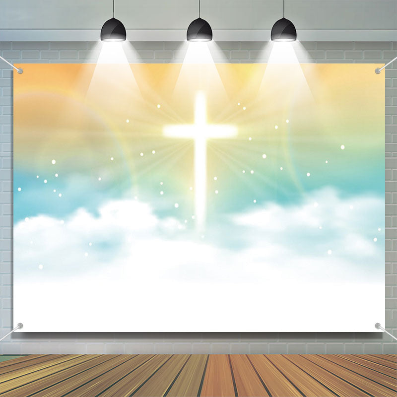 Aperturee - Holy Luminescent Cross Sky Clouds Baptism Backdrop