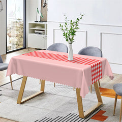 Aperturee - Home Modern Red Pink Checkered Rectangle Tablecloth