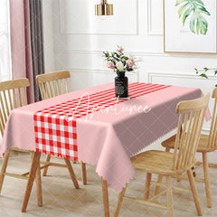 Aperturee - Home Modern Red Pink Checkered Rectangle Tablecloth