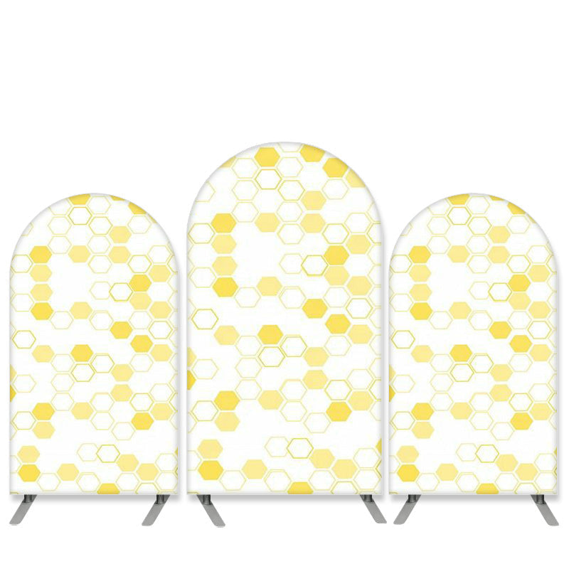 Aperturee Honey Bee Pattern Theme Yellow White Arch Backdrop Kit